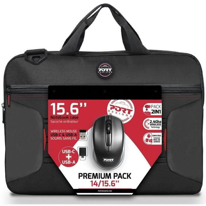 PREMIUM PACK: Laptop bag 15 + Wireless mouse + Dungle USB & Type C adapter