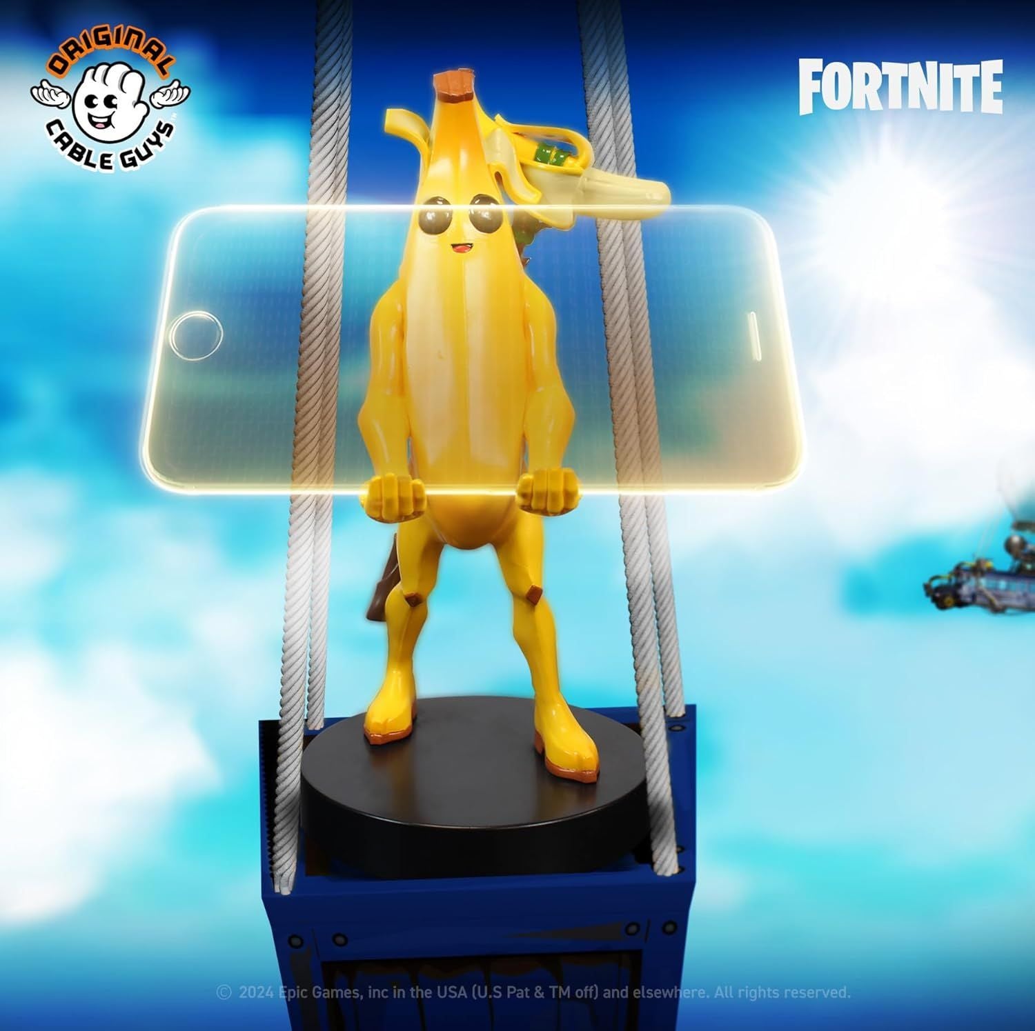 Fortnite Peely Figurine - EXQUISITE GAMING - Cable Guys - Holder for headphones, smartphone, or small accessories - 20 cm