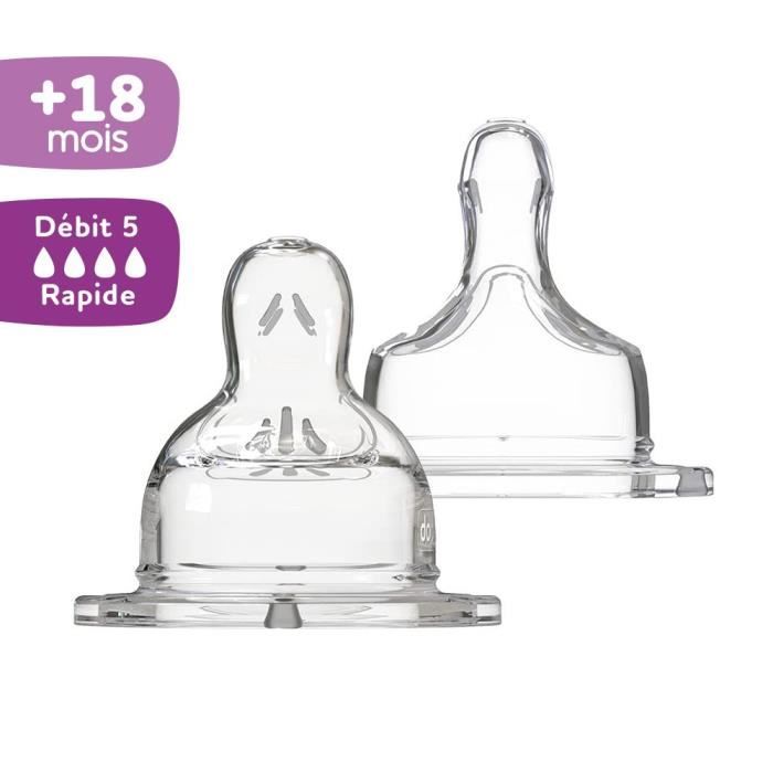 DODIE 2 Teat Sensation + flat wide neck +18 months silicone flow +18 months