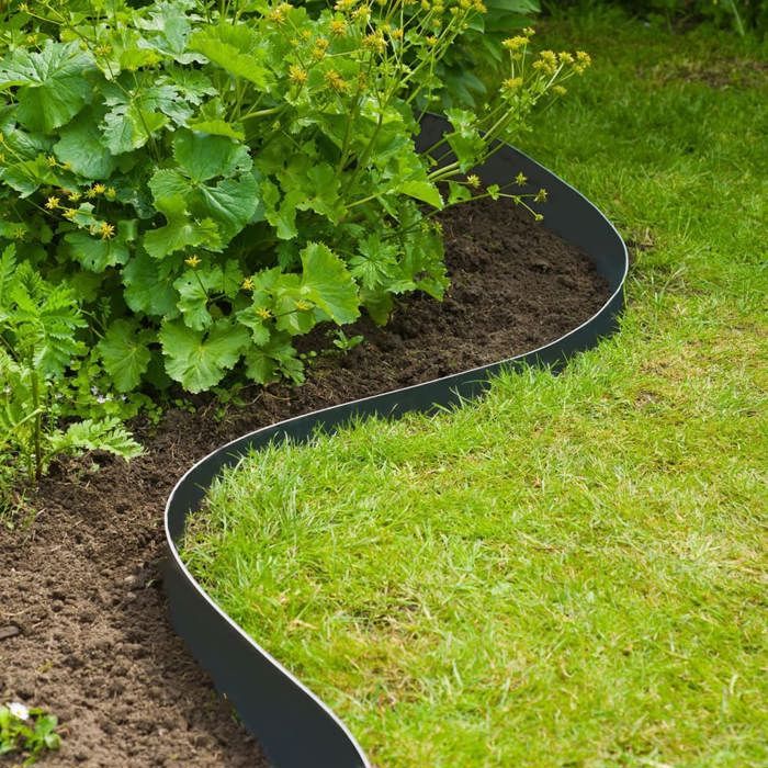 Natural garden border in black PE - H7.5 cm x 10 m