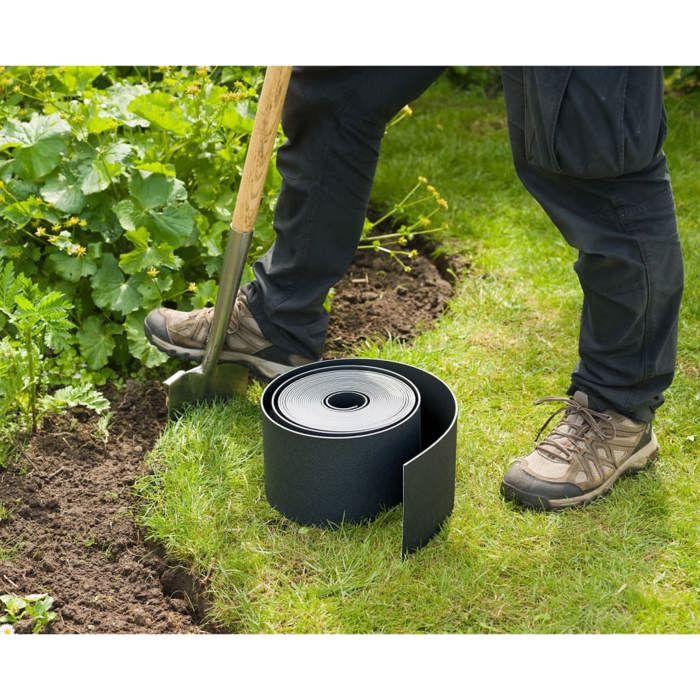 Natural garden border in black PE - H7.5 cm x 10 m