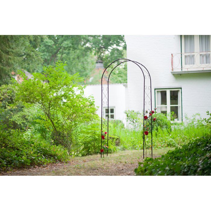 NATURE Galvanized steel pergola, black epoxy lacquered, scroll decor - H230 x 100 x 37 cm