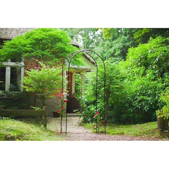 NATURE Galvanized steel pergola, black epoxy lacquered, scroll decor - H230 x 100 x 37 cm