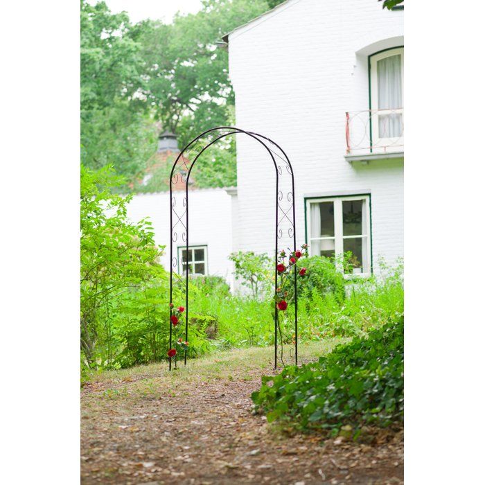 NATURE Galvanized steel pergola, black epoxy lacquered, scroll decor - H230 x 100 x 37 cm