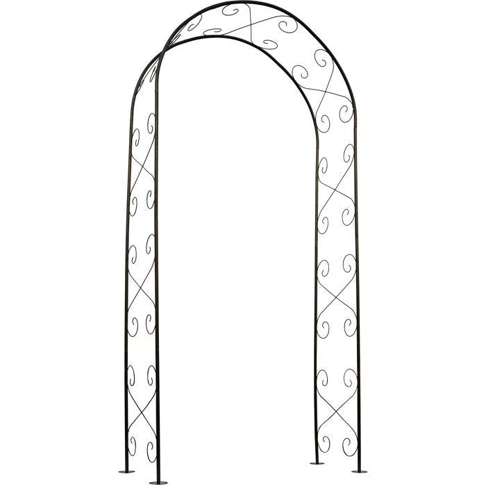NATURE Galvanized steel pergola, black epoxy lacquered, scroll decor - H230 x 100 x 37 cm