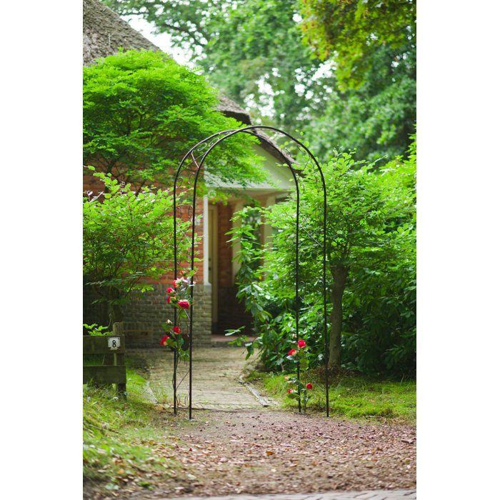 NATURE Galvanized steel pergola, black epoxy lacquered, scroll decor - H230 x 100 x 37 cm