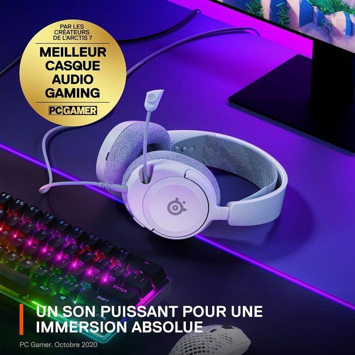 Gaming -Micro Helmet - Steelseries - Arctis Nova 1 White - Spinning - Multiplateform - White / Gray