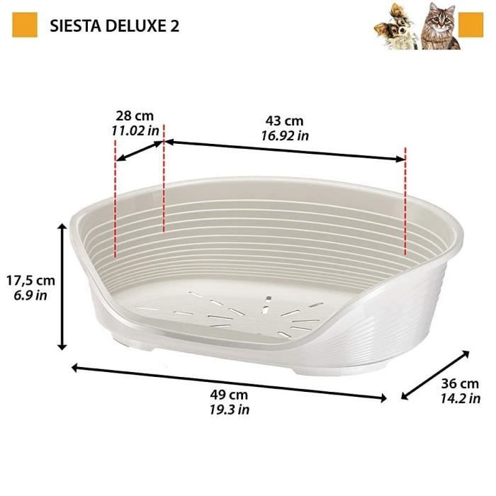 FERPLAST Siesta Deluxe 2 basket - 49x36x17.5 cm - Dark gray - For dogs and cats