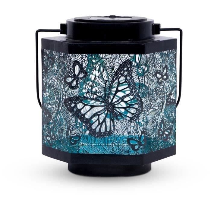 Solar lantern - GARDEN ID Papillon - Ø13 h15 cm - Autonomy 8h - Switch - Rechargeable AAA battery.