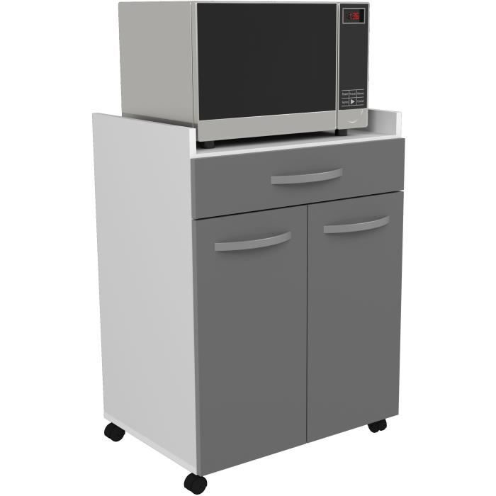Oslo served 60 cm - 1 drawer and 1 door - L 60 x D 44 x H 81 cm - Brilliant gray color - Ekipa