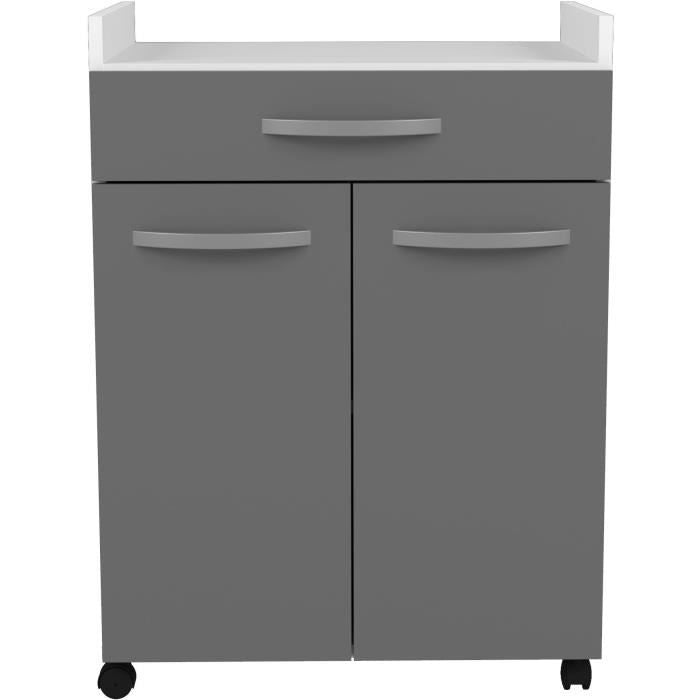 Oslo served 60 cm - 1 drawer and 1 door - L 60 x D 44 x H 81 cm - Brilliant gray color - Ekipa