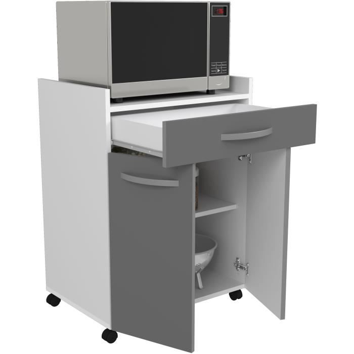 Oslo served 60 cm - 1 drawer and 1 door - L 60 x D 44 x H 81 cm - Brilliant gray color - Ekipa