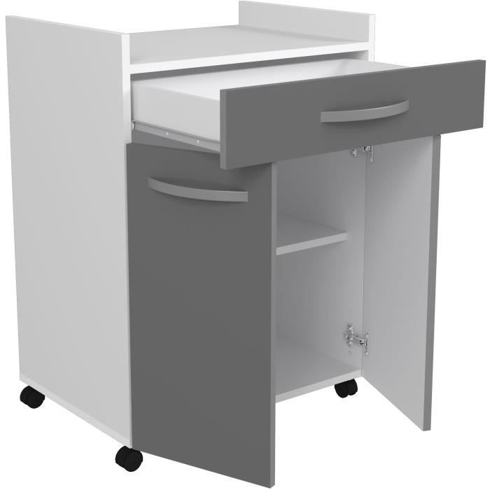 Oslo served 60 cm - 1 drawer and 1 door - L 60 x D 44 x H 81 cm - Brilliant gray color - Ekipa