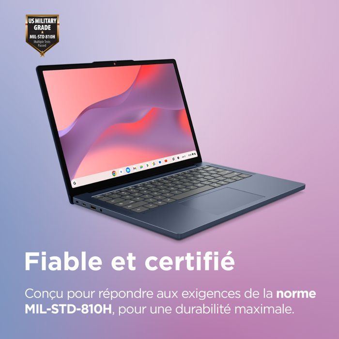 LENOVO Chromebook 14ITN11 Laptop - ChromeOS - 14'' WUXGA - Intel Core C3 N355 - 8 GB RAM - 128 GB SSD - AZERTY Keyboard - Blue