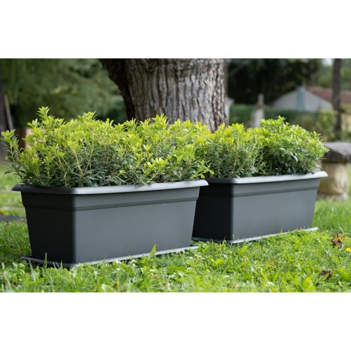 MEDITERRANEO rectangular flower box - 110L - 100 cm - Plastic - Anthracite