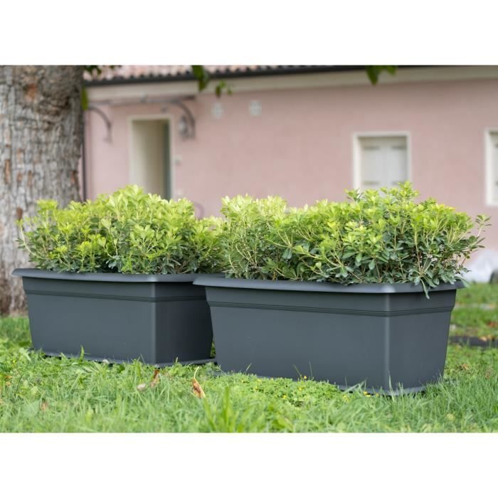 MEDITERRANEO rectangular flower box - 110L - 100 cm - Plastic - Anthracite