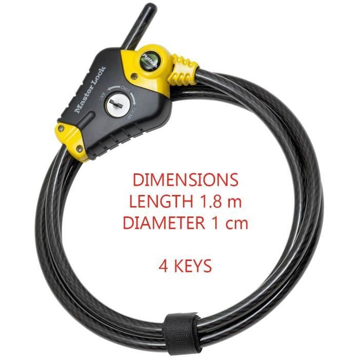 Anti-theft - MASTER LOCK - Python 8433EURD - Adjustable length from 30 cm to 1.8 m - Twisted steel - Black