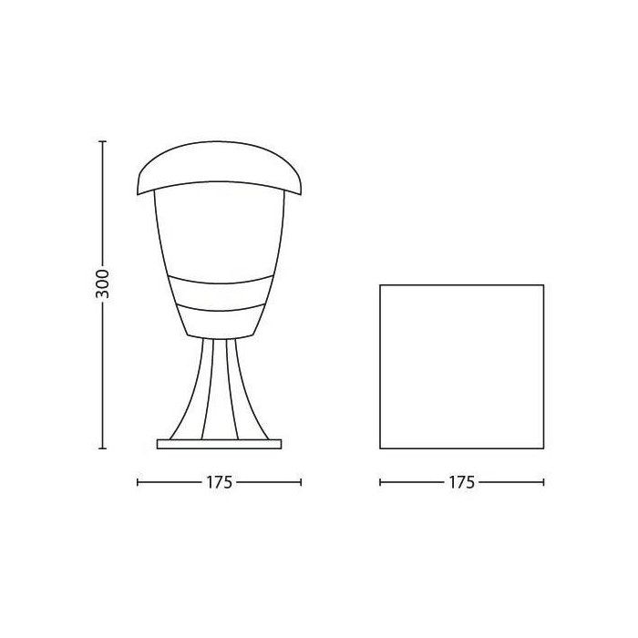 CREEK-Outdoor Bollard Metal H30cm Black Philips