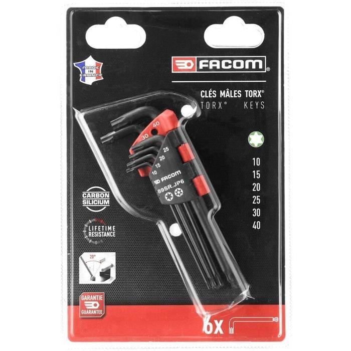 Set of 6 Allen keys - FACOM - 89SR.JP6PB - Long - with resistorx ball head