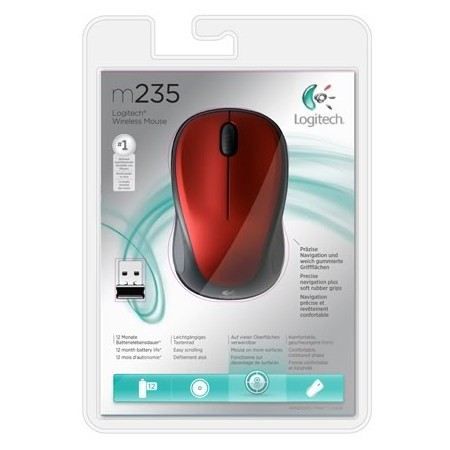 Logitech Wireless Optical Mouse - M235 Red