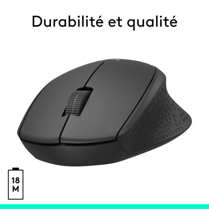 LOGITECH M330 Silent Plus Silent Plus Mouse - Wireless - Black
