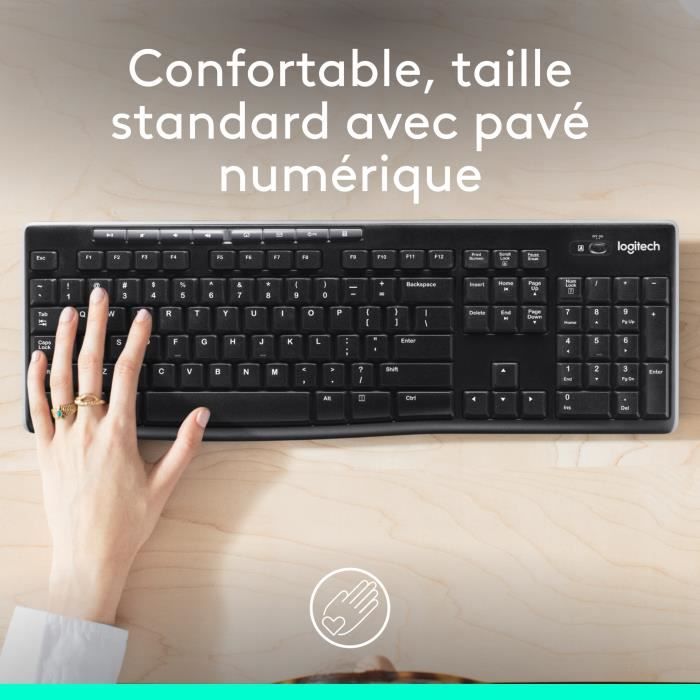 LOGITECH K270 Wireless Keyboard - Azerty - PC / Mac - Black