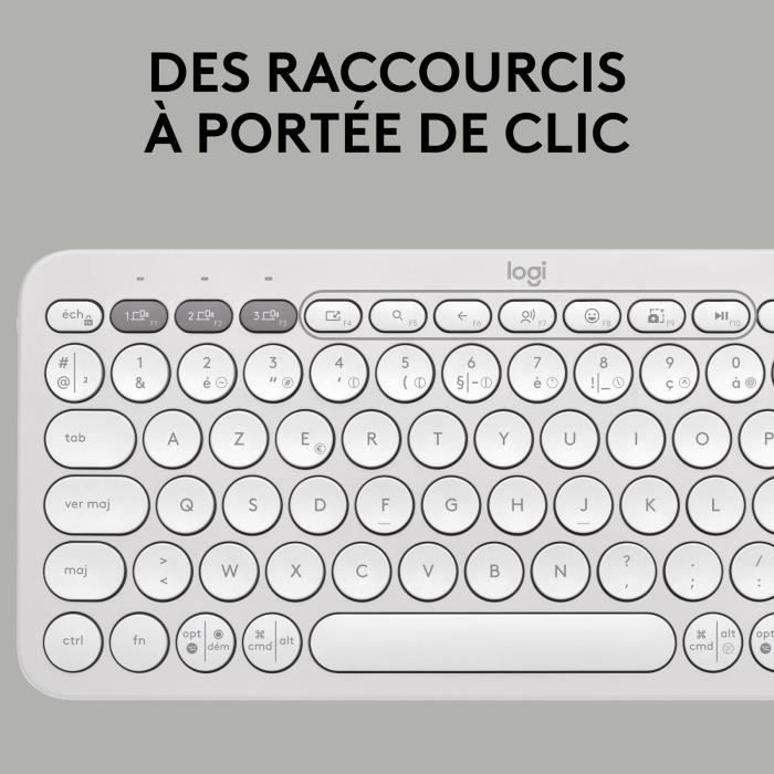 LOGITECH - Wireless keyboard - Pebble Keys 2 K380s - Bluetooth - Easy-Switch button - White - (920-011804)