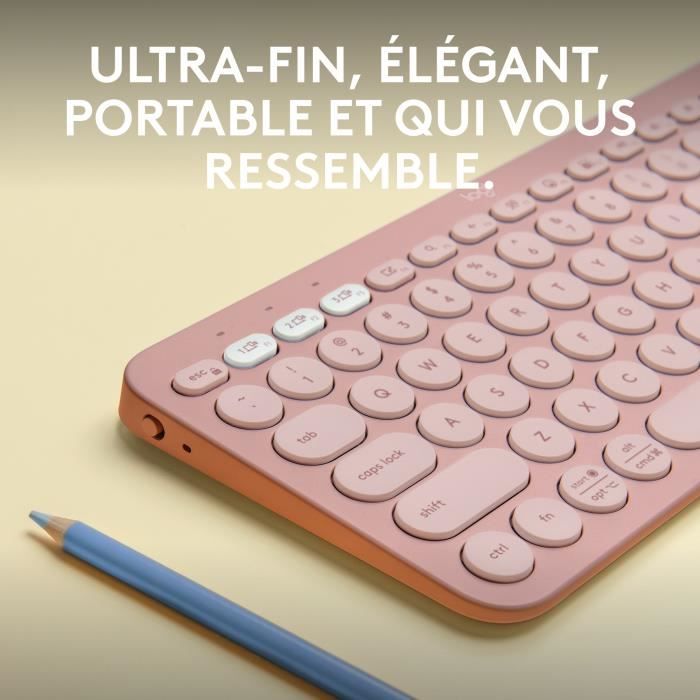 LOGITECH - Wireless keyboard - Pebble Keys 2 K380s - Bluetooth - Easy-Switch button - Pink - (920-011805)