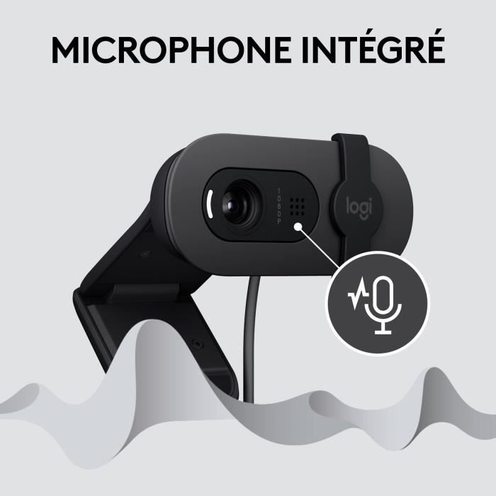Webcam - Full HD 1080p - LOGITECH - Brio 100 - Integrated microphone - Graphite - (960-001585)