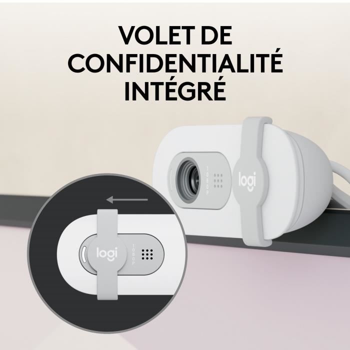Webcam - Full HD 1080p - LOGITECH - Brio 100 - Integrated microphone - Off-white - (960-001617)
