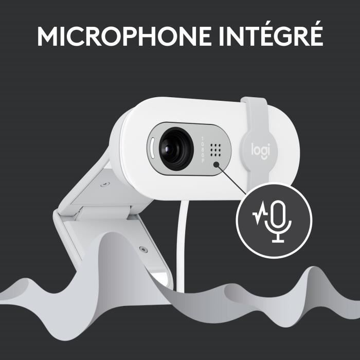 Webcam - Full HD 1080p - LOGITECH - Brio 100 - Integrated microphone - Off-white - (960-001617)