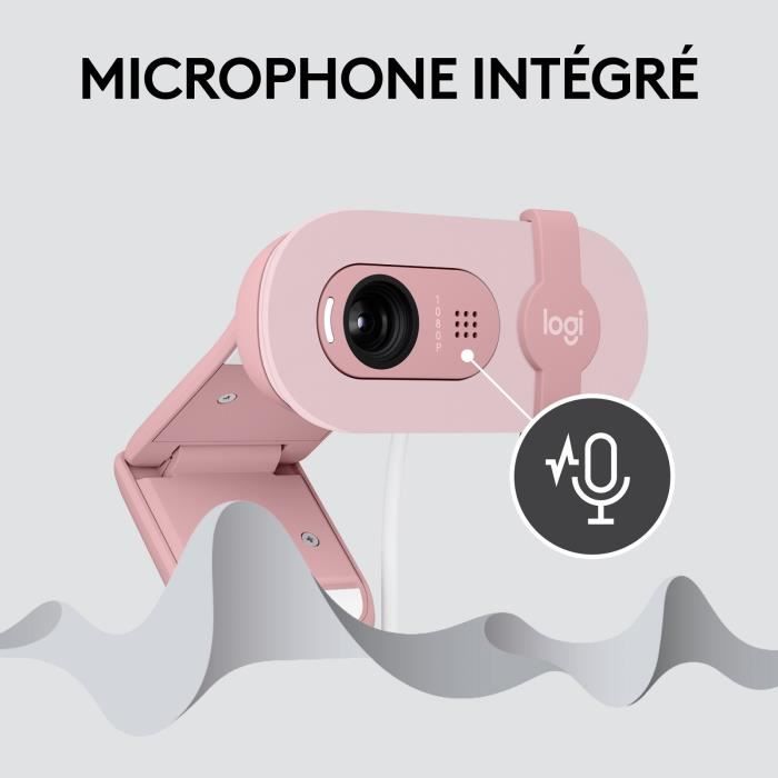 Webcam - Full HD 1080p - LOGITECH - Brio 100 - Integrated microphone - Pink - (960-001623)