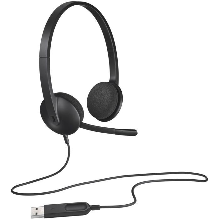 LOGITECH - H340 Wired USB Stereo Headphones - Black
