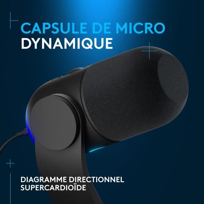 Gaming Microphone - LOGITECH G - YETI GX - Streaming - Dynamic RGB with LIGHTSYNC - For PC/MAC - Black