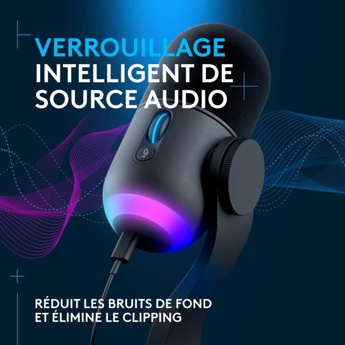 Gaming Microphone - LOGITECH G - YETI GX - Streaming - Dynamic RGB with LIGHTSYNC - For PC/MAC - Black