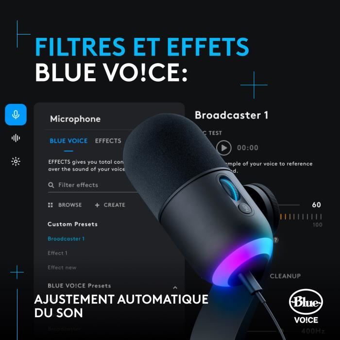 Gaming Microphone - LOGITECH G - YETI GX - Streaming - Dynamic RGB with LIGHTSYNC - For PC/MAC - Black