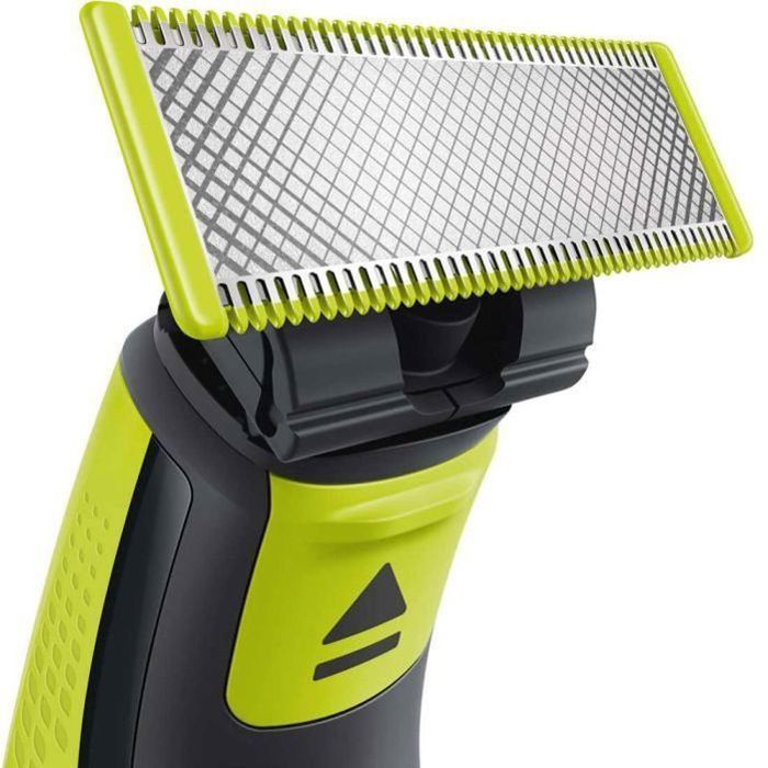 Beard trimmer - PHILIPS - Oneblade QP2724/10 - 3 attachments (1 / 3 / 5 mm) included - cordless rechargeable - Green / Black