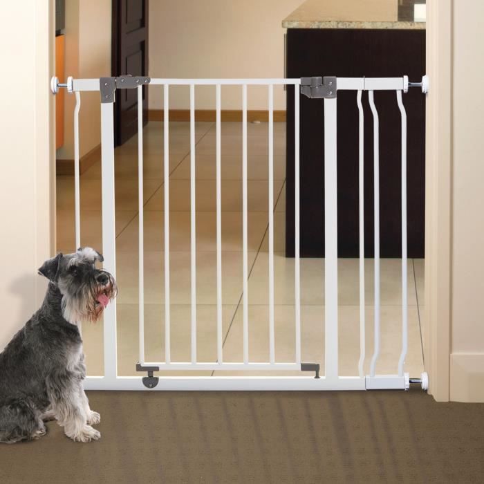 Safety barrier and 18 cm extension - DREAMBABY - LIBERTY - 1 barrier + 1 extension - 93-99 cm - White