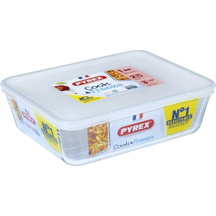 Rectangular Storage Containers - PYREX - Cook & Freez - Set of 4 - Stackable - Borosilicate Glass