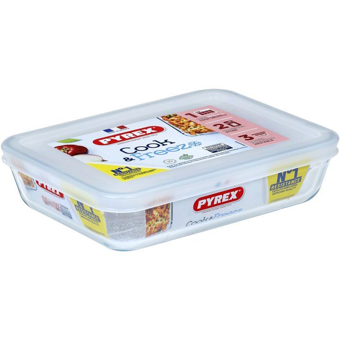Rectangular Storage Containers - PYREX - Cook & Freez - Set of 4 - Stackable - Borosilicate Glass