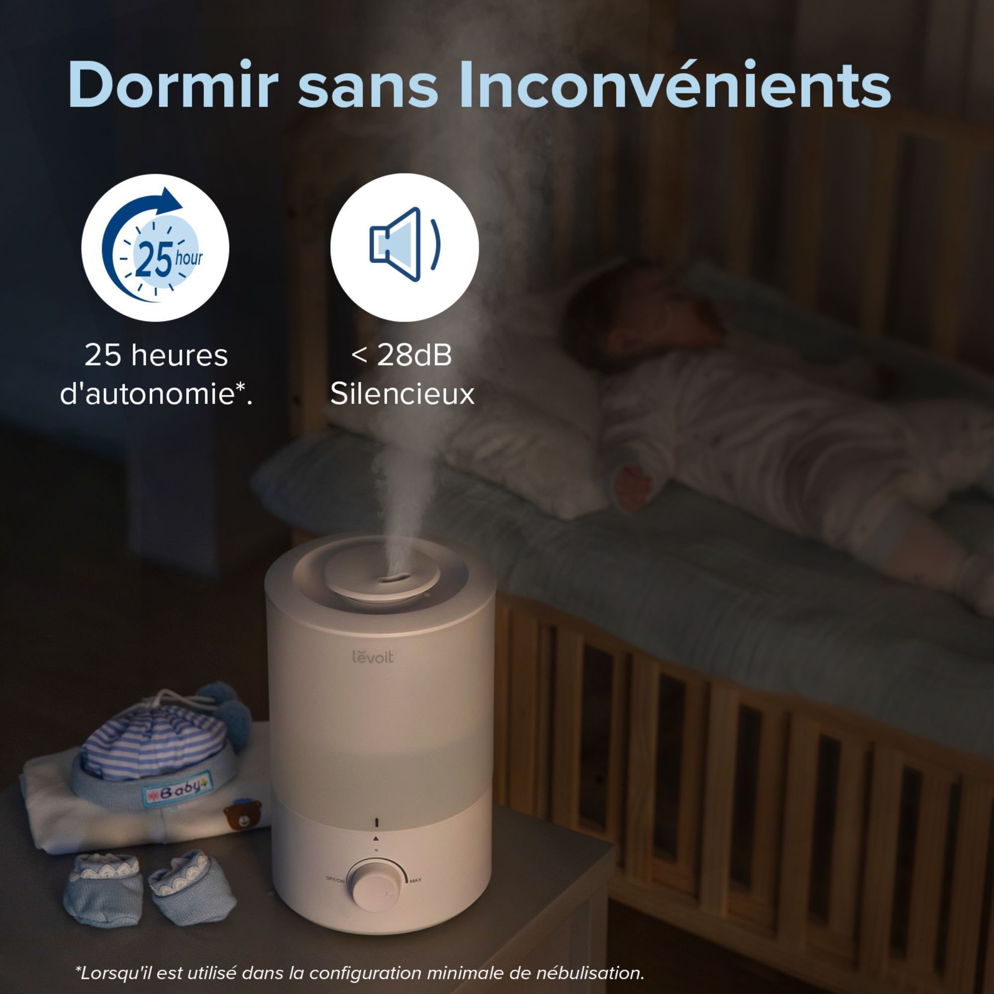 Air Humidifier - Levoit - Dual 150 Ultrasonic - 3 L Tank - Runtime up to 25 h - Covers up to 27 m²