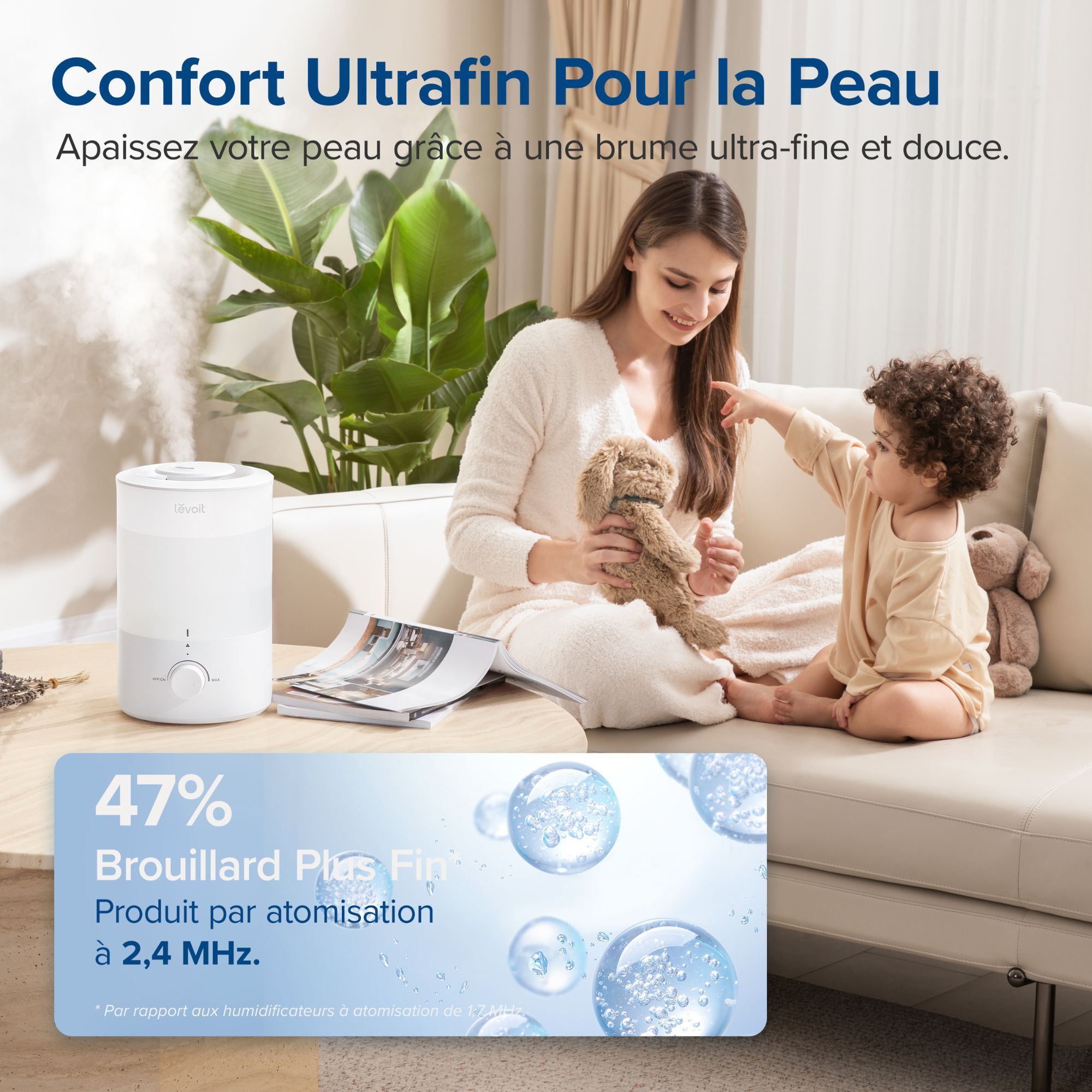 Air Humidifier - Levoit - Dual 150 Ultrasonic - 3 L Tank - Runtime up to 25 h - Covers up to 27 m²