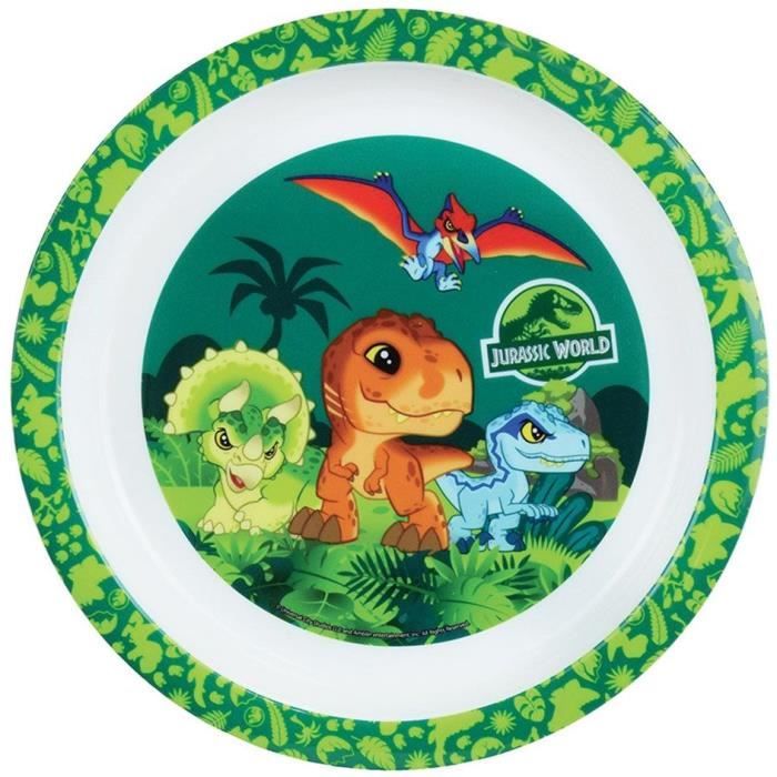 JURASSIC WORLD - Children's tableware set with glass, soup plate, plate, cutlery, water bottle and snack box