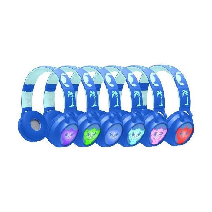 Foldable Bluetooth and wired light-up headphones with 3D design from the world of Stitch with volume limitation