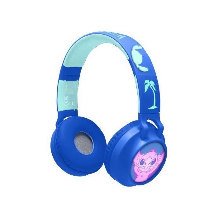 Foldable Bluetooth and wired light-up headphones with 3D design from the world of Stitch with volume limitation