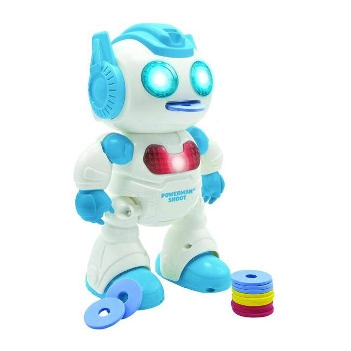 Powerman Shoot Programmable Robot with Dance, Music, Demo - Remote Control and Foam Discs Included.