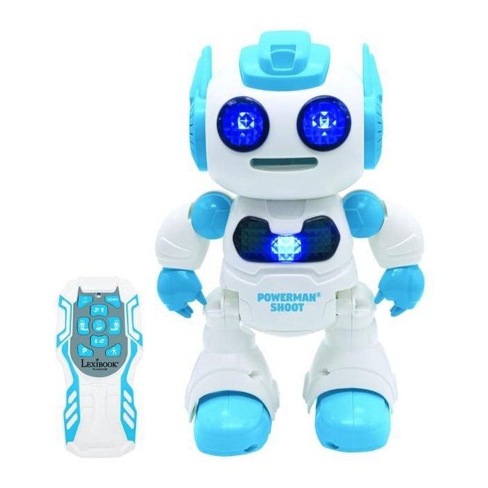 Powerman Shoot Programmable Robot with Dance, Music, Demo - Remote Control and Foam Discs Included.