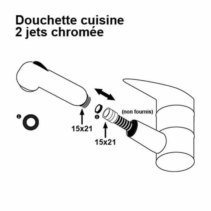 Shower head - ROUSSEAU - Chrome - ABS - 2 jets - Anti-limescale
