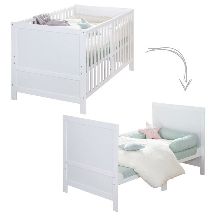 Lit bébé évolutif - 70 x 140 cm - EASY SLEEP - Blanc laqué