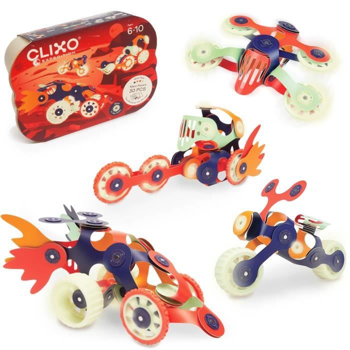 Magnetic Construction Set - GIPSY TOYS - MARS ROVERS - 30 pieces - Glows in the dark - Ages 6+